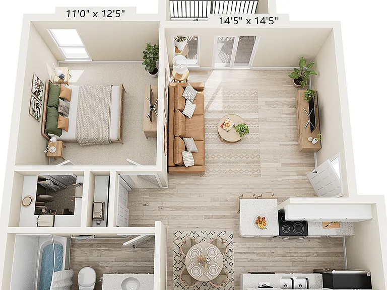 1BR x 1BA - A Floorplan | Renovated 1BR x 1BA - A Floorplan | Renovated