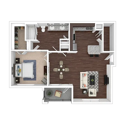 Floor plan One Bed One Bath A3