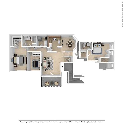 Floor plan 3 Bed 2 Bath Loft Style