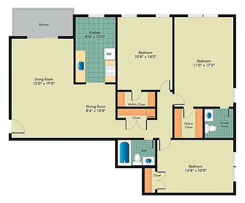 Floor plan 3 Bedroom 1.5 Bath