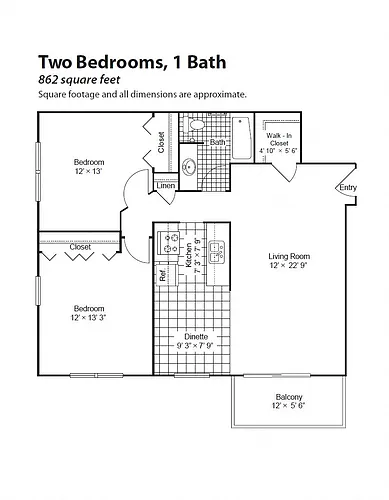 Floor plan Renovated 2 Bedroom 1 Bath