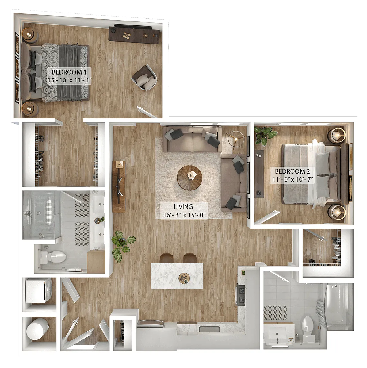 Floor plan 2 Bed/2 Bath-B5