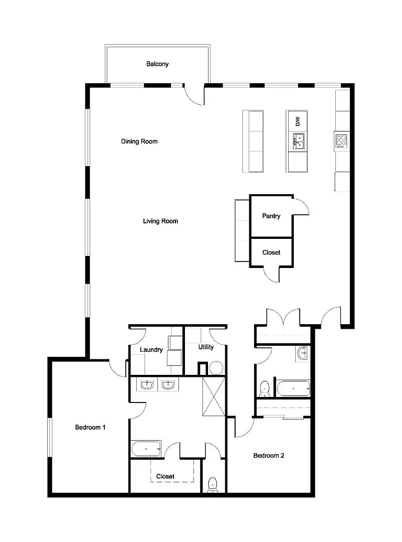 Floor plan Two Bed Two Bath B