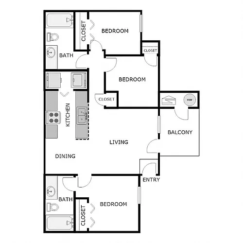 Floor plan 3 Bed 2 Bath