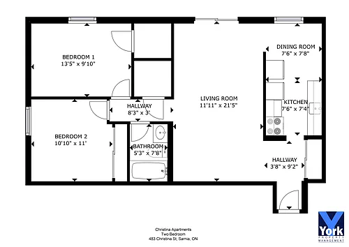 Floor plan Two Bedroom Apartment
