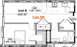 Floor plan One Bedroom- B8