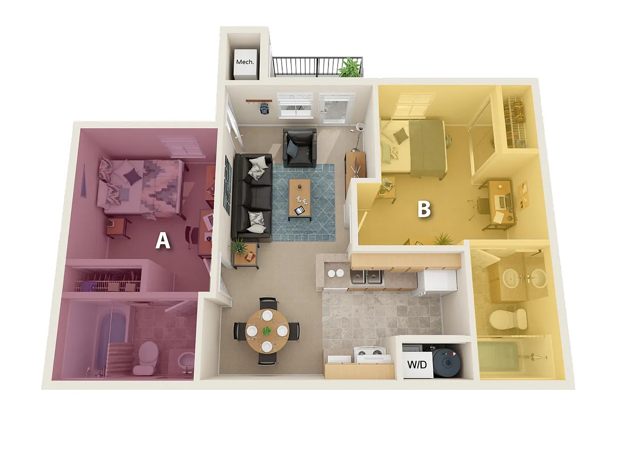 Floor plan By The Bed Pricing - Two Bedroom