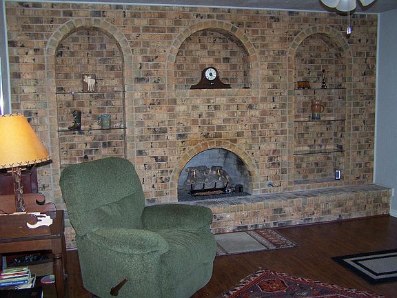 Brick wall, living room.
