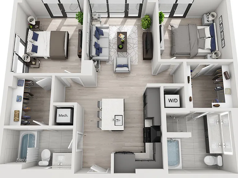 Two Bedroom Two Bath Penthouse (1,056 SF) Two Bedroom Two Bath Penthouse (1,056 SF)
