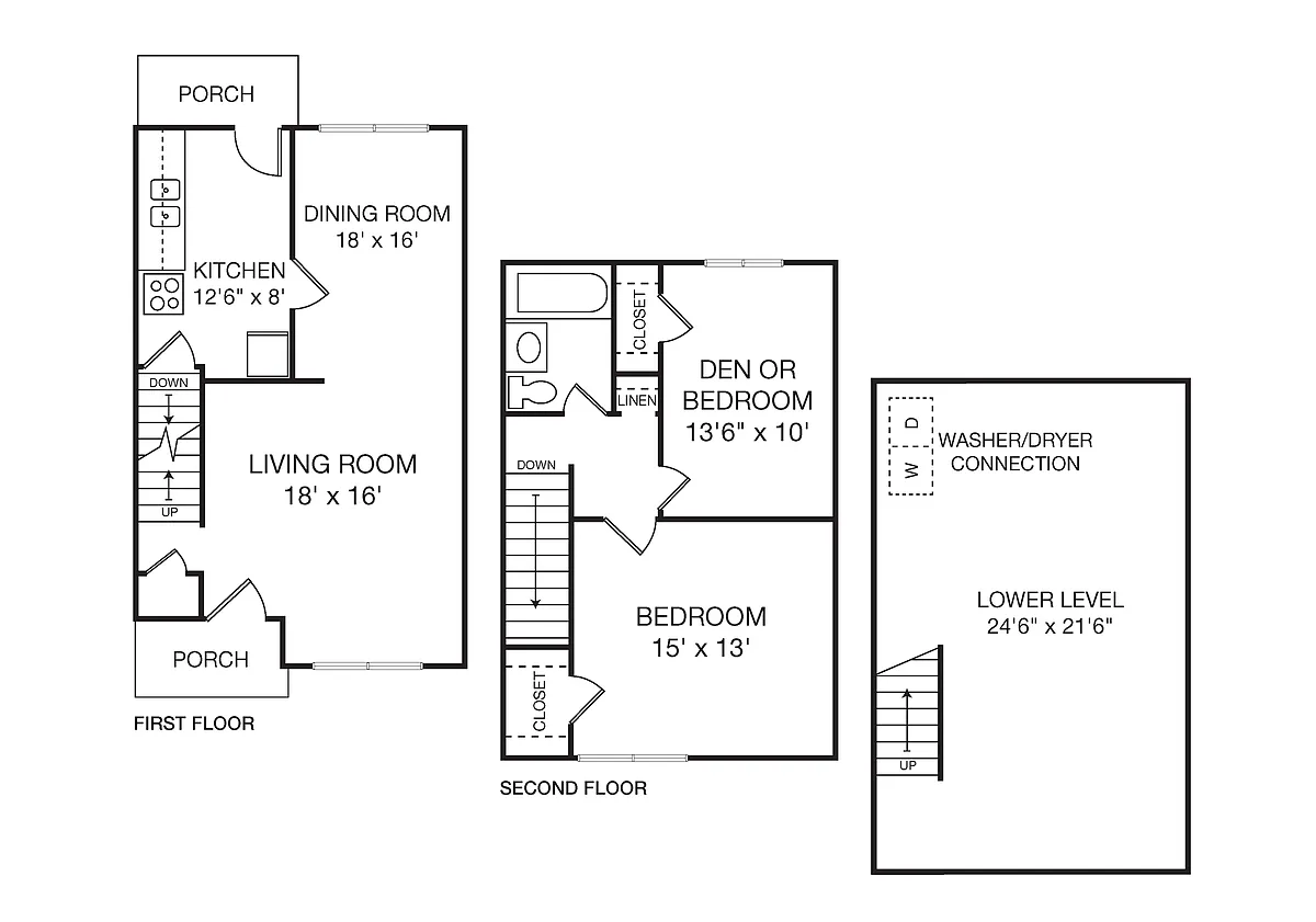 Floor plan 2 Bedroom 1 Bath Townhouse