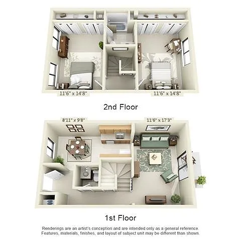 Floor plan 2 Bed 1.5 Bath