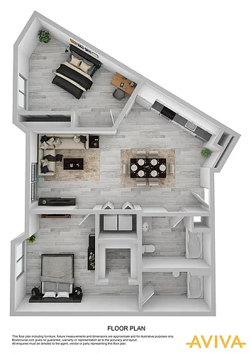 Floor plan 2 Bedroom D - ANSI A