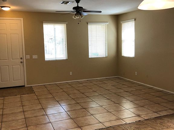 Living room with new tile floor.