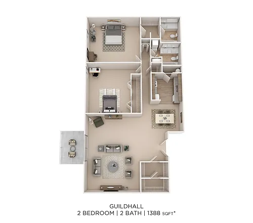Floor plan Guildhall 2Bed 2Bath 1388sqft