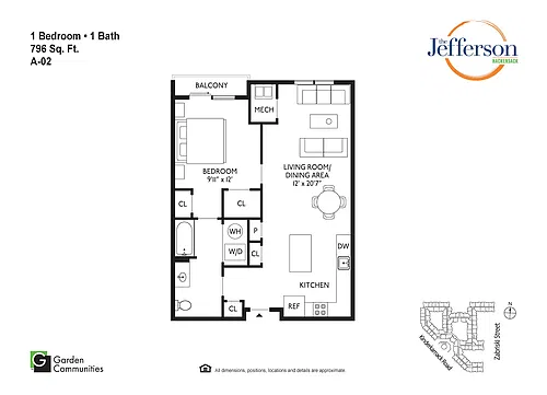 Floor plan A-02 One Bedroom