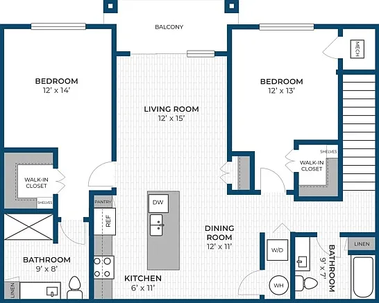 Floor Plan 2D | Seasons at Grafton | Apartments in Grafton, WI Floor Plan 2D | Seasons at Grafton | Apartments in Grafton, WI
