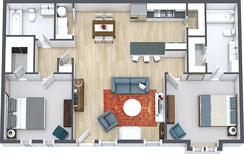 Floor plan 2 Bedrooms 2 Baths
