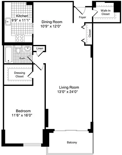 Floor plan 1 Bedroom P