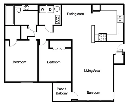 Floor plan 2 BEDROOM 1 BATH