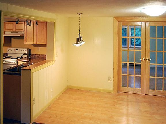 dining area and french doors into bedroom
