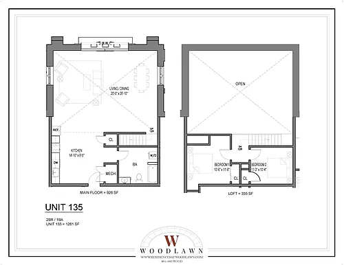 Floor plan Two Beds - Lofted Den - One Bath
