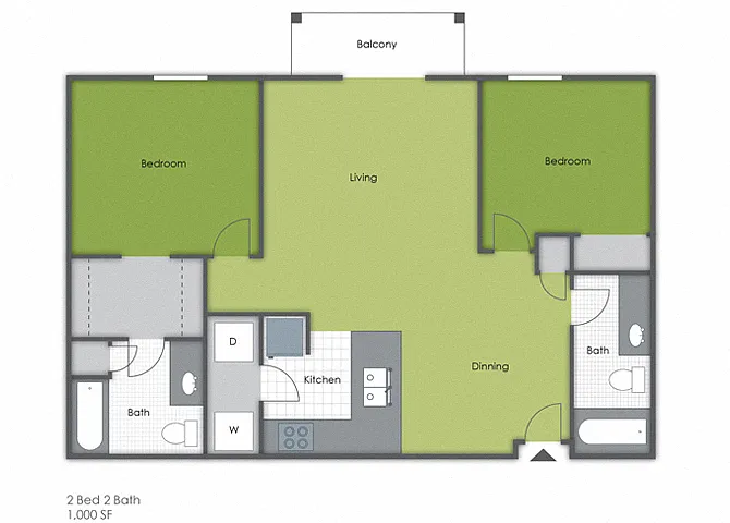 Floor plan 2 Bedroom 2 Bath A