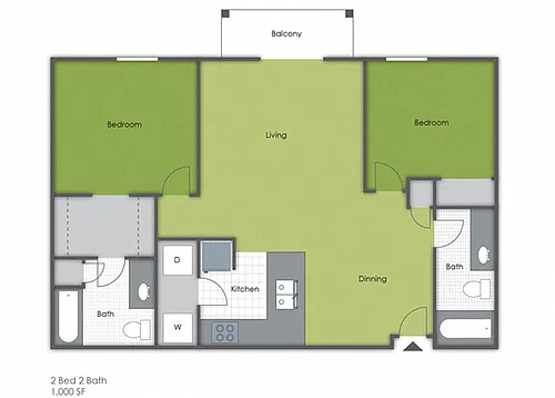 Floor plan 2 Bedroom 2 Bath A