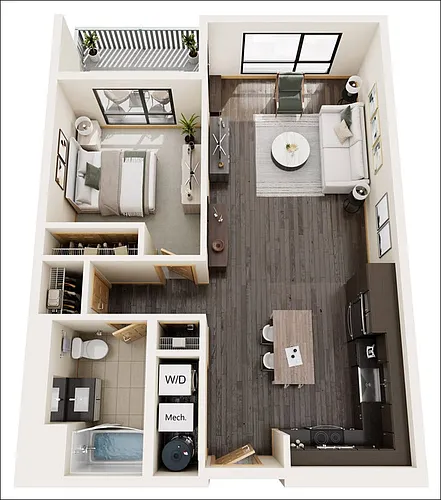 Floor plan 1 Bed / 1 Bath 862 sq ft Red Bud