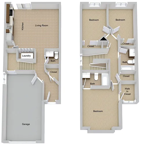 Floor plan Three Bed Townhome