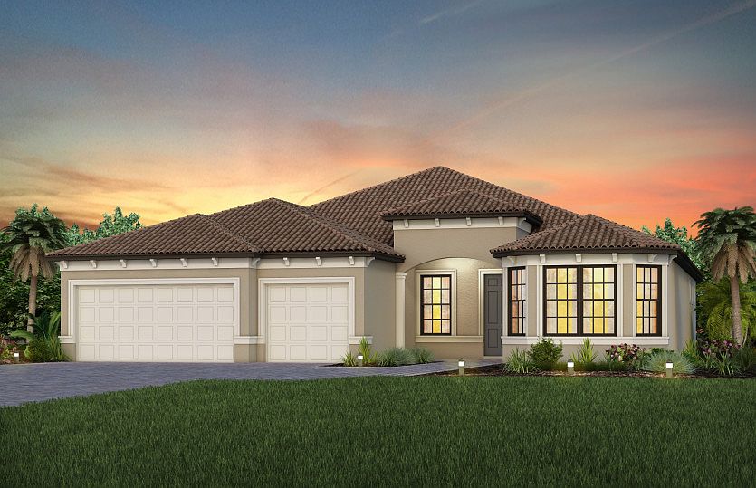 Exterior FM3 with two-car garage plus golf cart storage