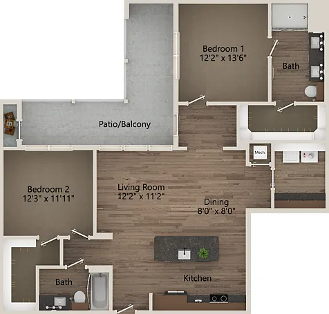 B4A 2 Bedroom 2 Bathroom 1248 sq ft B4A 2 Bedroom 2 Bathroom 1248 sq ft