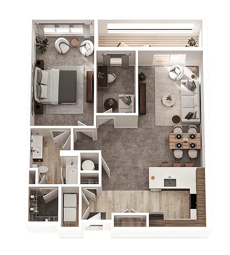 Floor plan 1 Bed 1 Bath + Den (B4)