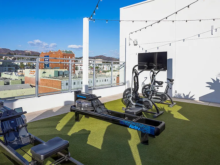 Outdoor fitness area with stunning views