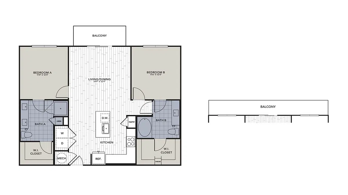 Floor plan B2.3 - Two Bedroom, Two Bathroom