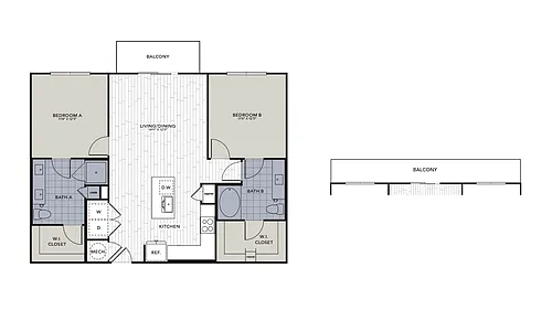Floor plan B2.3 - Two Bedroom, Two Bathroom