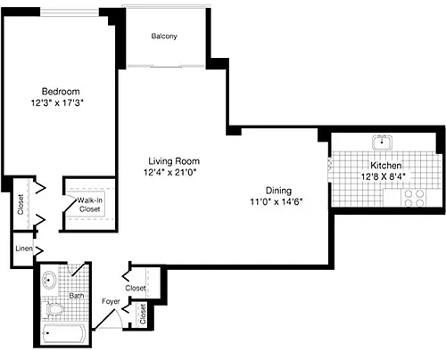 Floor plan 1 Bedroom FF