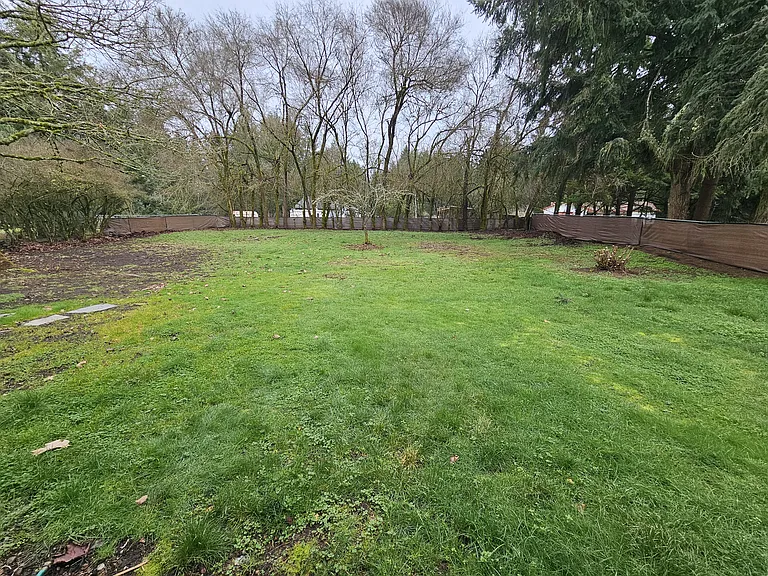 View of backyard from back patio. It is entirely fenced and gated. This is a 1/4 acre lot.