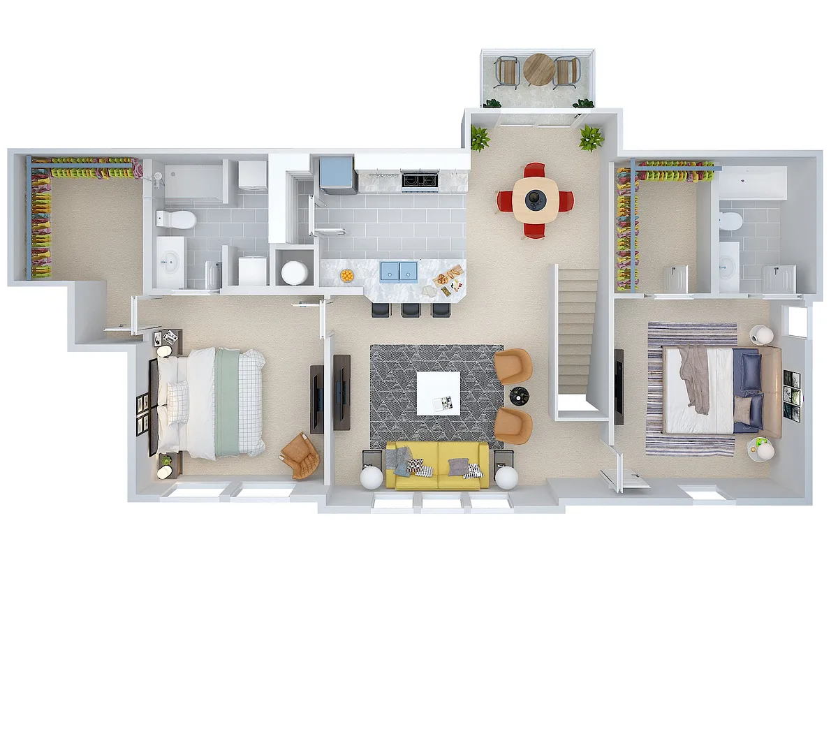 Floor plan 2 Bedroom Villa Up