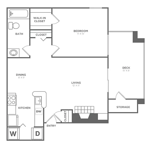 Floor plan The Ashcroft (700 SF)