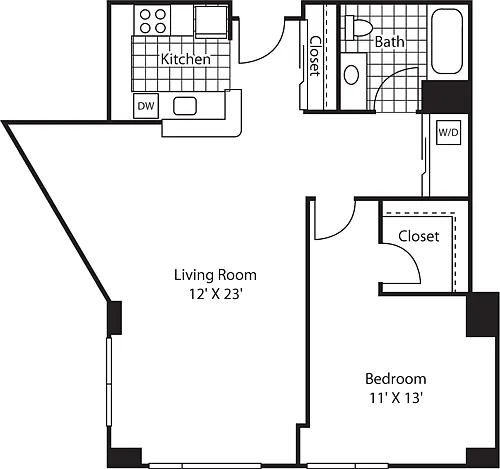 Floor plan One Bedroom 863