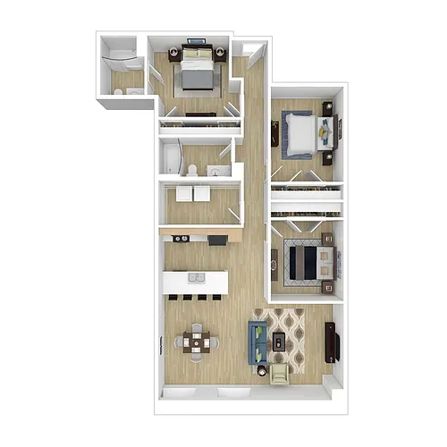 Floor plan Three Bed / Two Bath