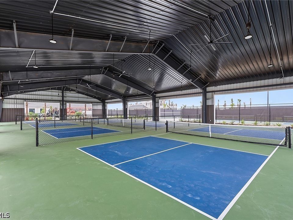 Covered pickleball and tennis courts at the Webb’s Reserve amenity campus, Babcock Ranch, Florida
