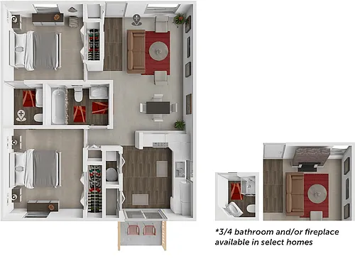 Floor plan 2 Bed 1.5 Bath