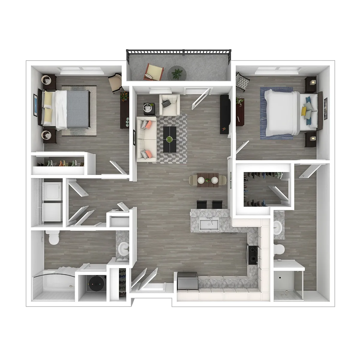 Floor plan Two Bed, Two Bath, TC60%