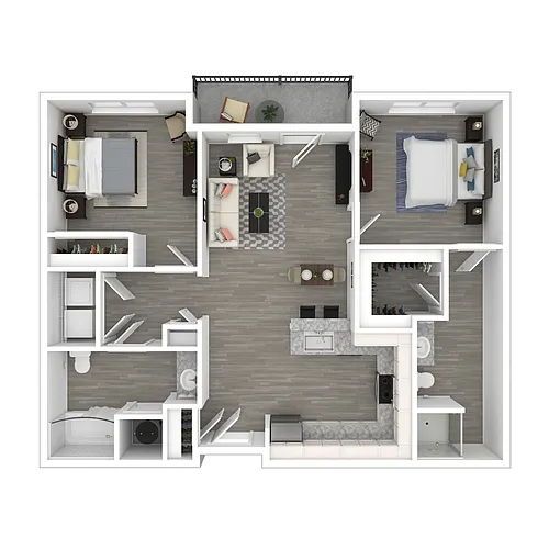 Floor plan Two Bed, Two Bath, TC60%
