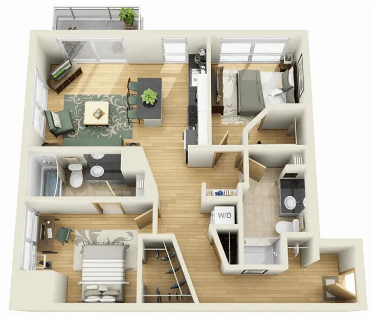 Floor plan 2 Bedroom GG