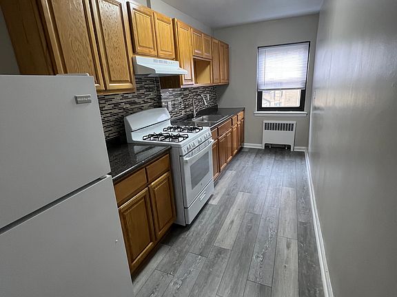 pictures of different apartment with similar layout. bedroom and living room are carpeted.