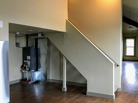 Stairs up to the loft