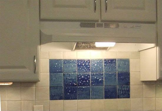 Handmade glass tile backsplash