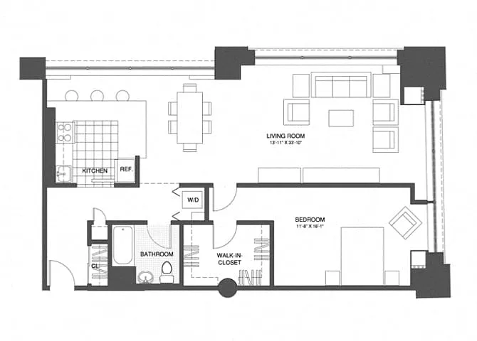 Floor plan 1 Bed/1 Bath